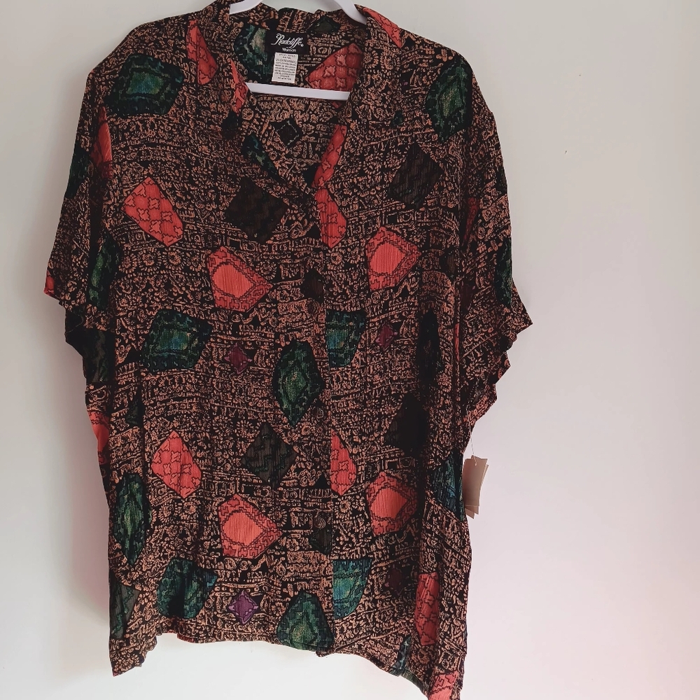 Vintage Radcliffe Woman Geometric Patterned Shirt Size 2X